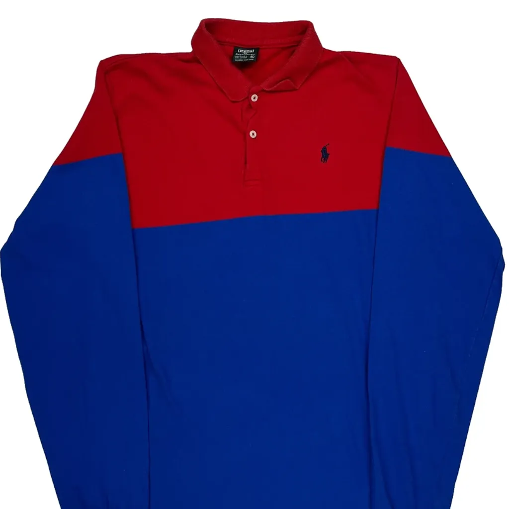 Polo By Ralph Lauren Striped Long Sleeve Polo Shirt - XL Blue Cotton - Image 4