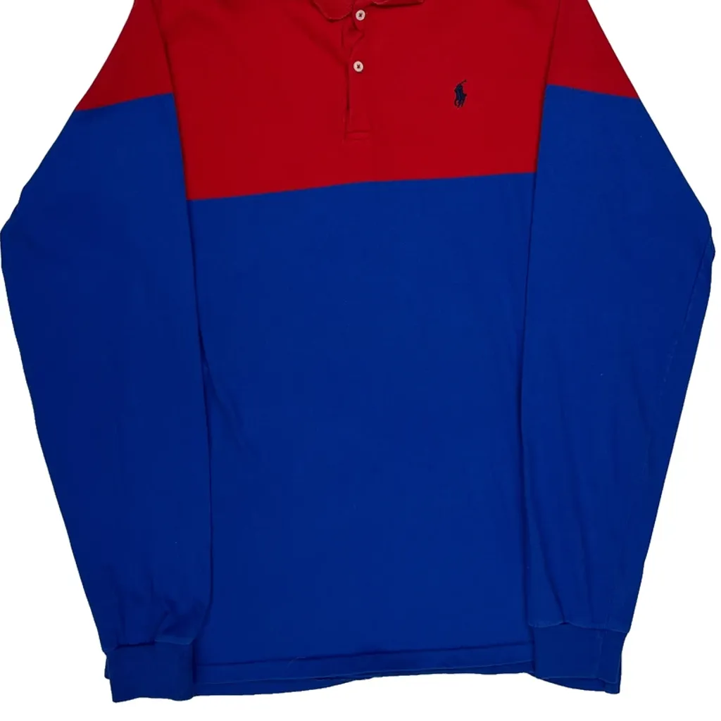 Polo By Ralph Lauren Striped Long Sleeve Polo Shirt - XL Blue Cotton - Image 5