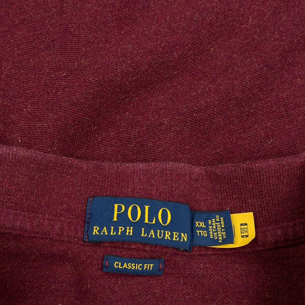 Polo By Ralph Lauren Long Sleeve Polo Shirt - 2XL Burgundy Cotton - Image 3