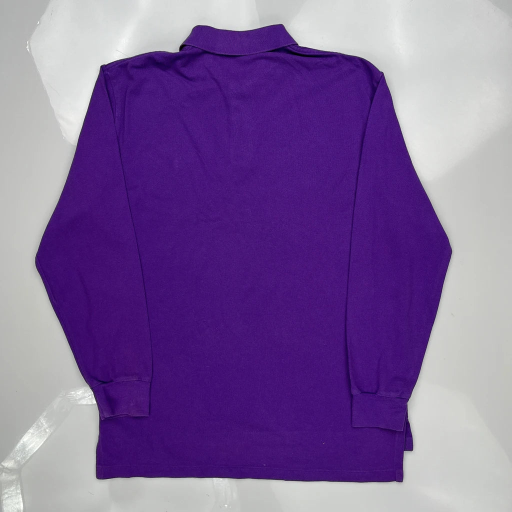 Polo By Ralph Lauren Long Sleeve Polo Shirt - Large Purple Cotton - Image 4
