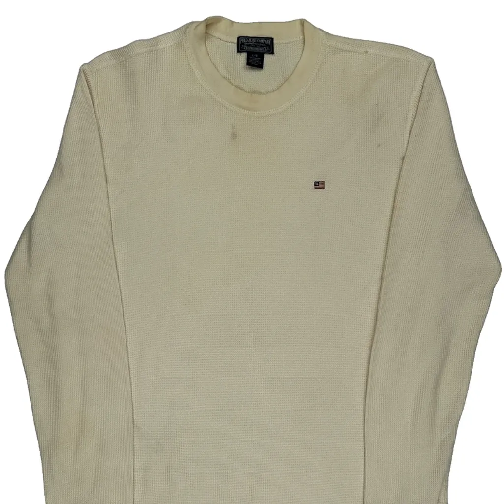 Polo By Ralph Lauren Long Sleeve T-Shirt - Large Cream Cotton - Image 4