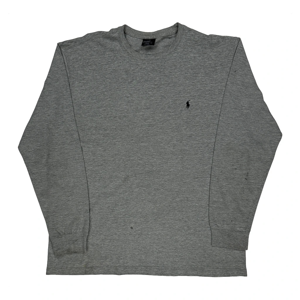 Polo By Ralph Lauren Long Sleeve T-Shirt - Large Grey Cotton Blend