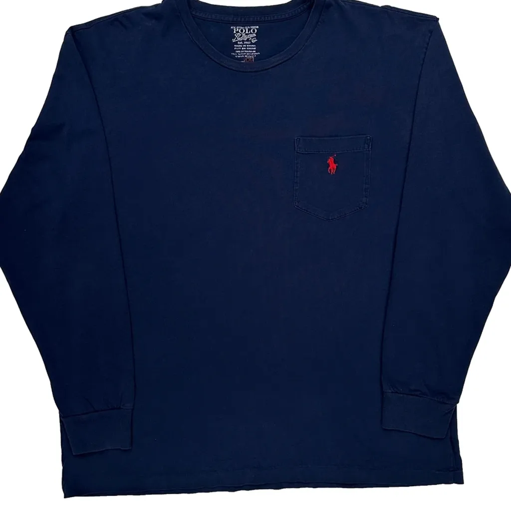 Polo By Ralph Lauren Long Sleeve T-Shirt - Large Navy Cotton - Image 5