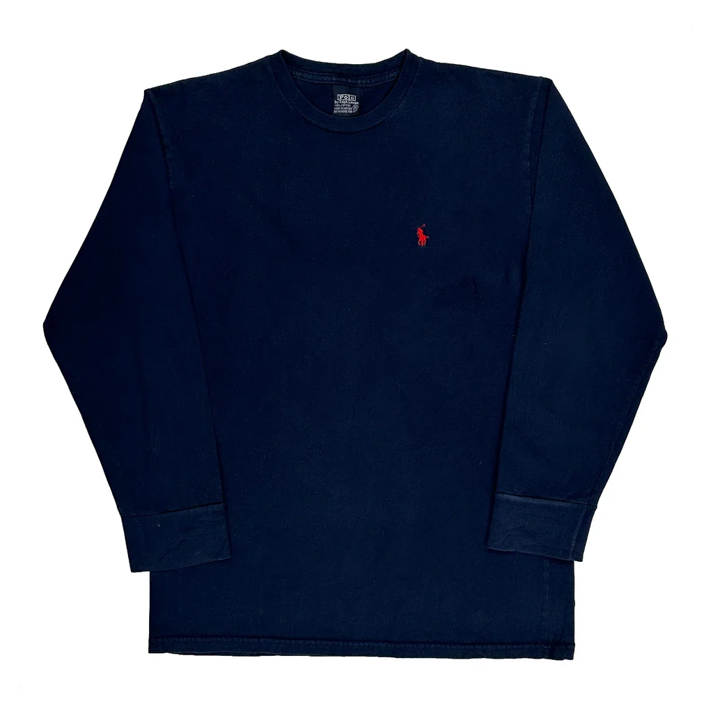 Polo By Ralph Lauren Long Sleeve T-Shirt - XL Navy Cotton
