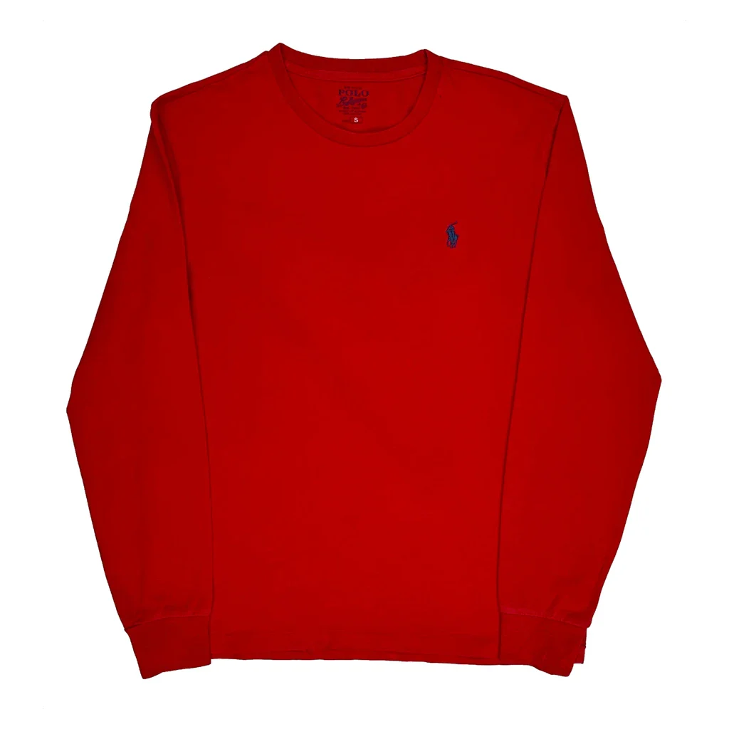 Polo By Ralph Lauren Long Sleeve T-Shirt - Small Red Cotton