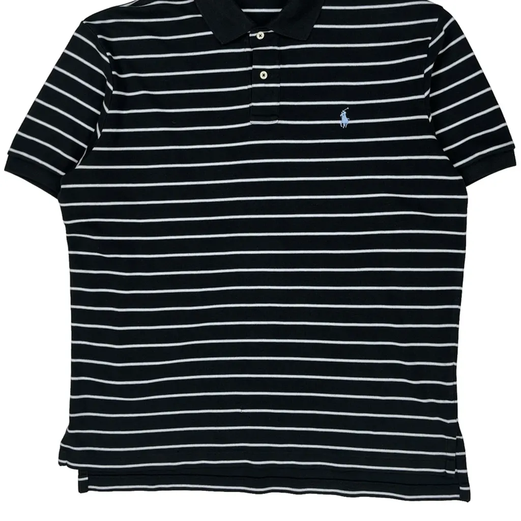 Polo By Ralph Lauren Striped Polo Shirt - Large Black Cotton - Image 4