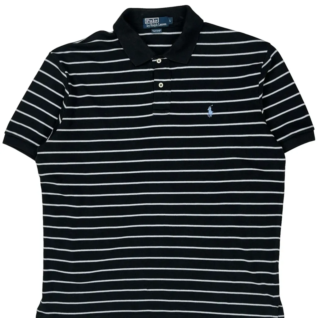Polo By Ralph Lauren Striped Polo Shirt - Large Black Cotton - Image 5