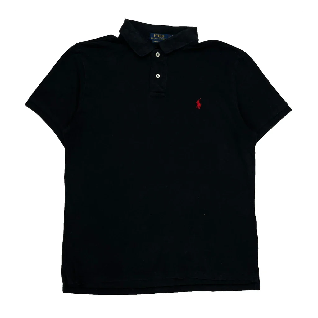 Polo By Ralph Lauren Slim Fit Polo Shirt - Large Black Cotton