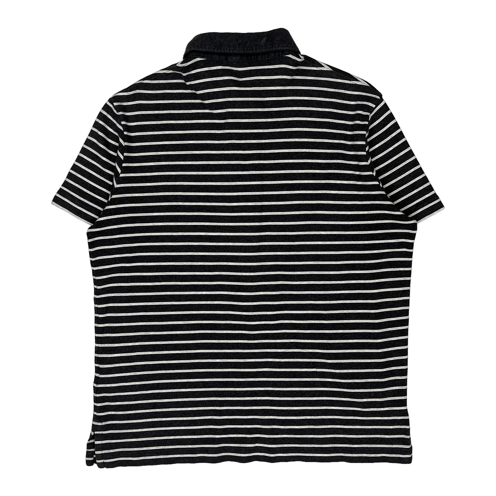 Polo By Ralph Lauren Striped Polo Shirt - Medium Black Cotton - Image 2
