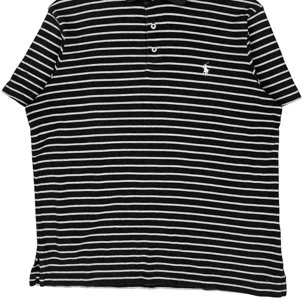 Polo By Ralph Lauren Striped Polo Shirt - Medium Black Cotton - Image 5