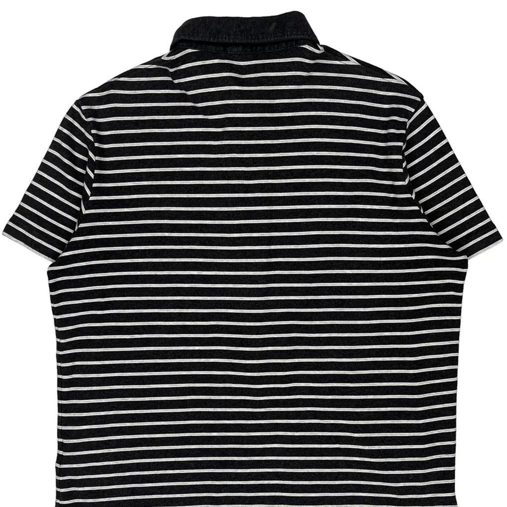 Polo By Ralph Lauren Striped Polo Shirt - Medium Black Cotton - Image 7