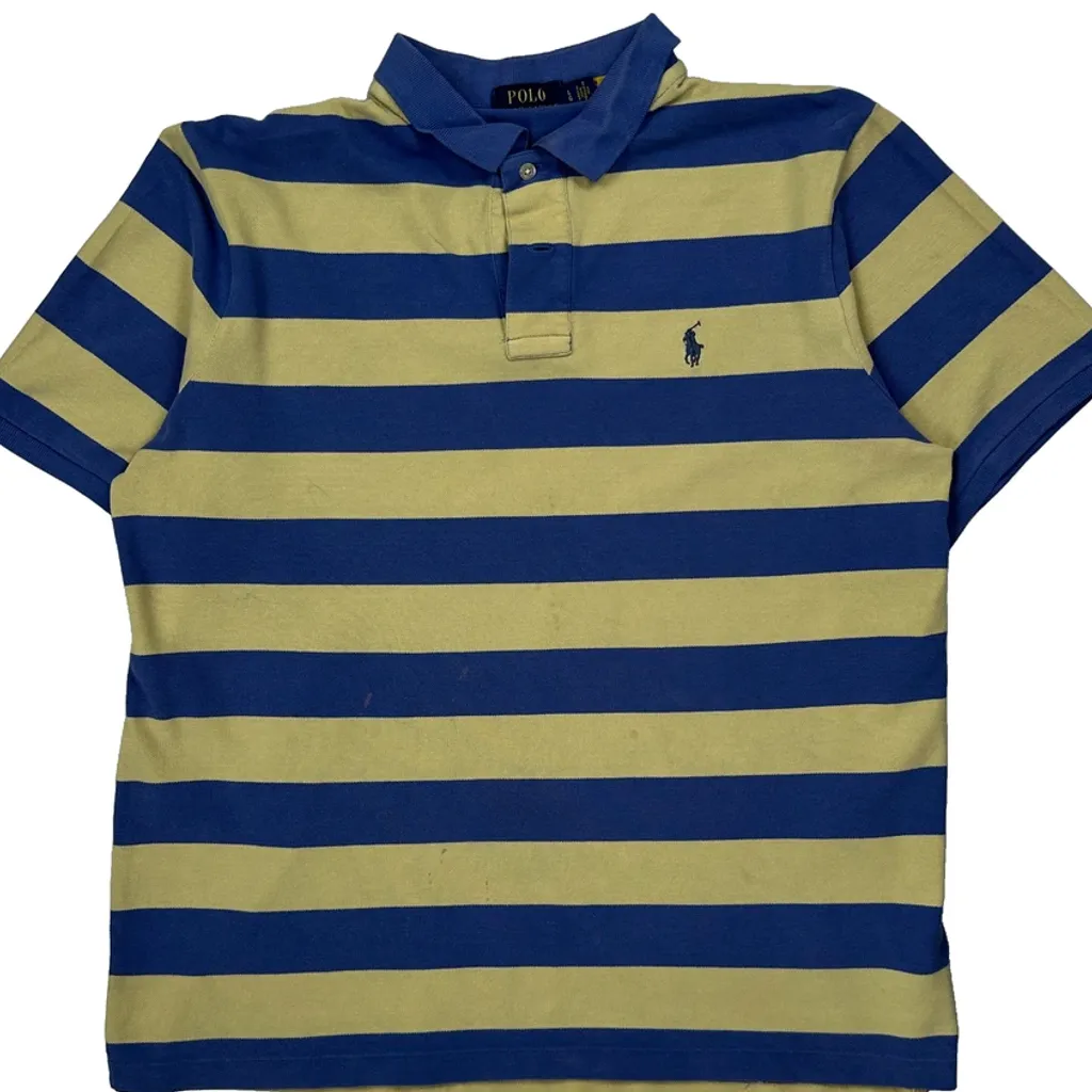 Polo By Ralph Lauren Striped Polo Shirt - Large Blue Cotton - Image 5