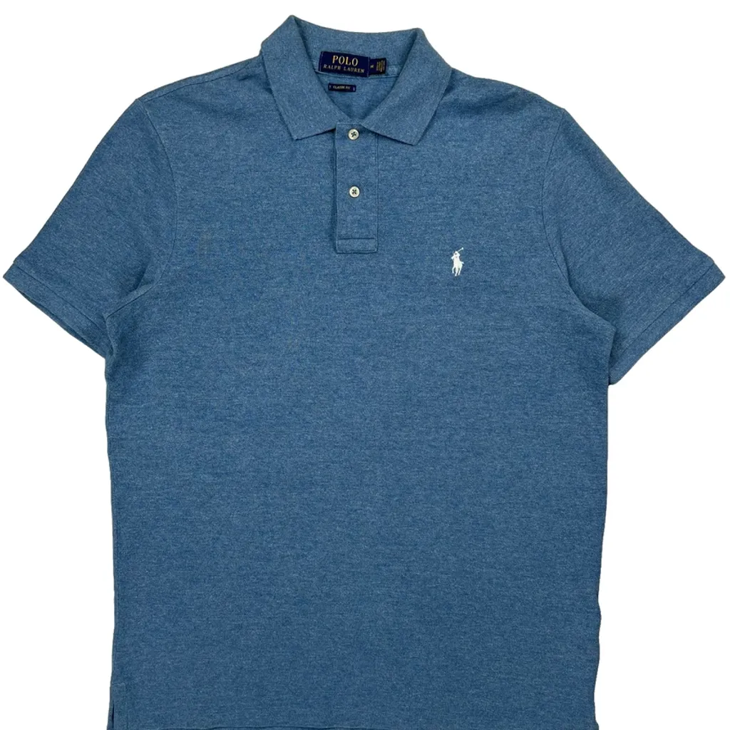 Polo By Ralph Lauren Polo Shirt - Medium Blue Cotton - Image 4