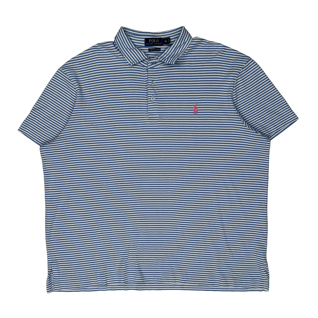Polo By Ralph Lauren Striped Polo Shirt - XL Blue Cotton