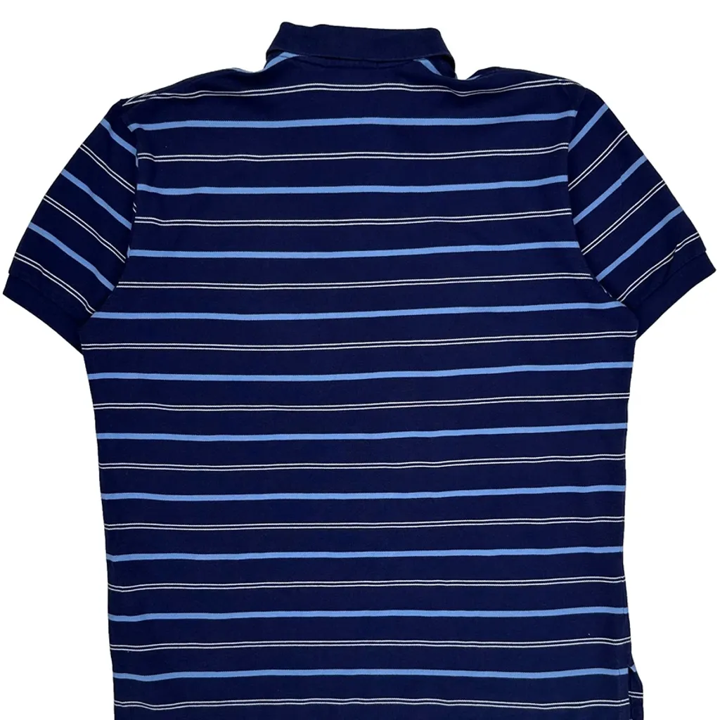Polo By Ralph Lauren Striped Polo Shirt - XL Blue Cotton - Image 7