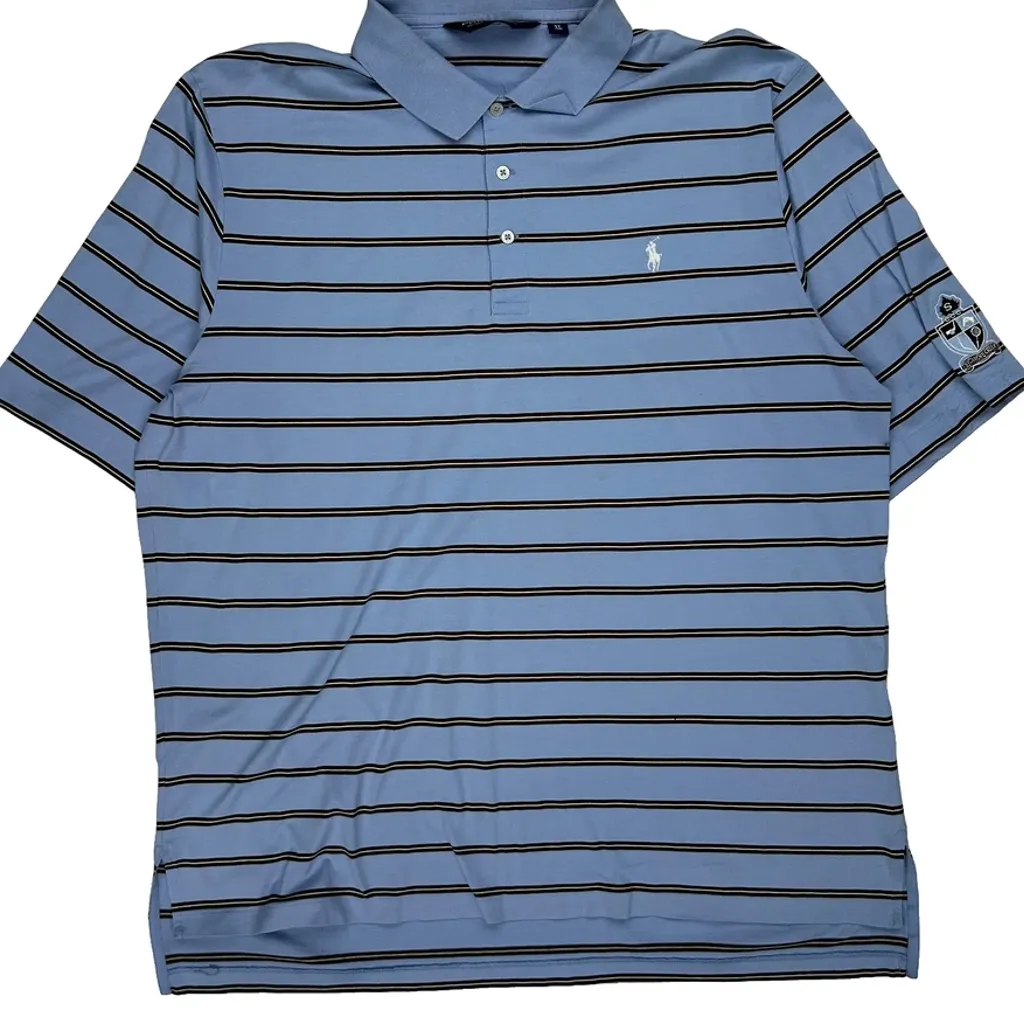 Polo By Ralph Lauren Striped Polo Shirt - XL Blue Cotton - Image 4