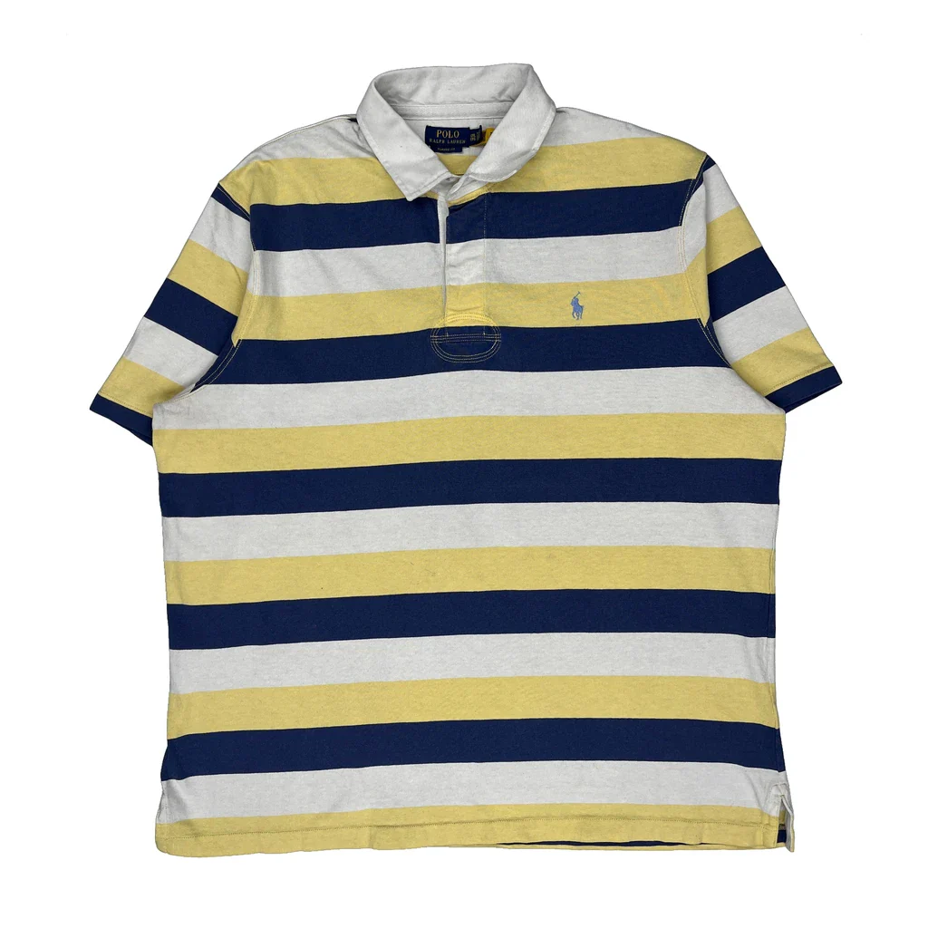 Polo By Ralph Lauren Striped Polo Shirt - 2XL Blue Cotton