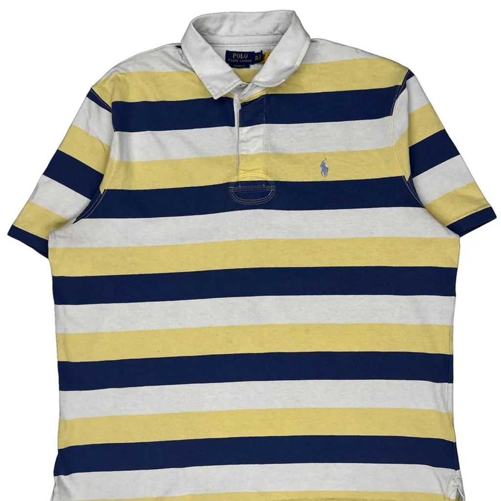 Polo By Ralph Lauren Striped Polo Shirt - 2XL Blue Cotton - Image 4