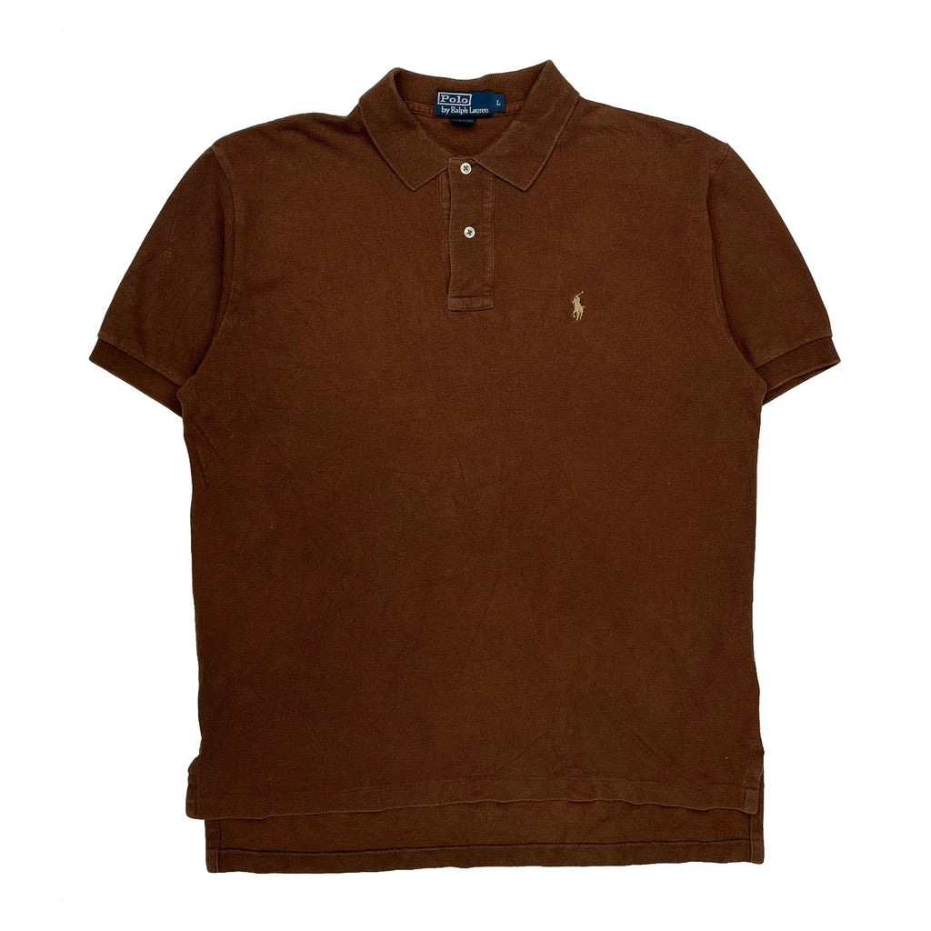 Polo By Ralph Lauren Polo Shirt - Large Brown Cotton
