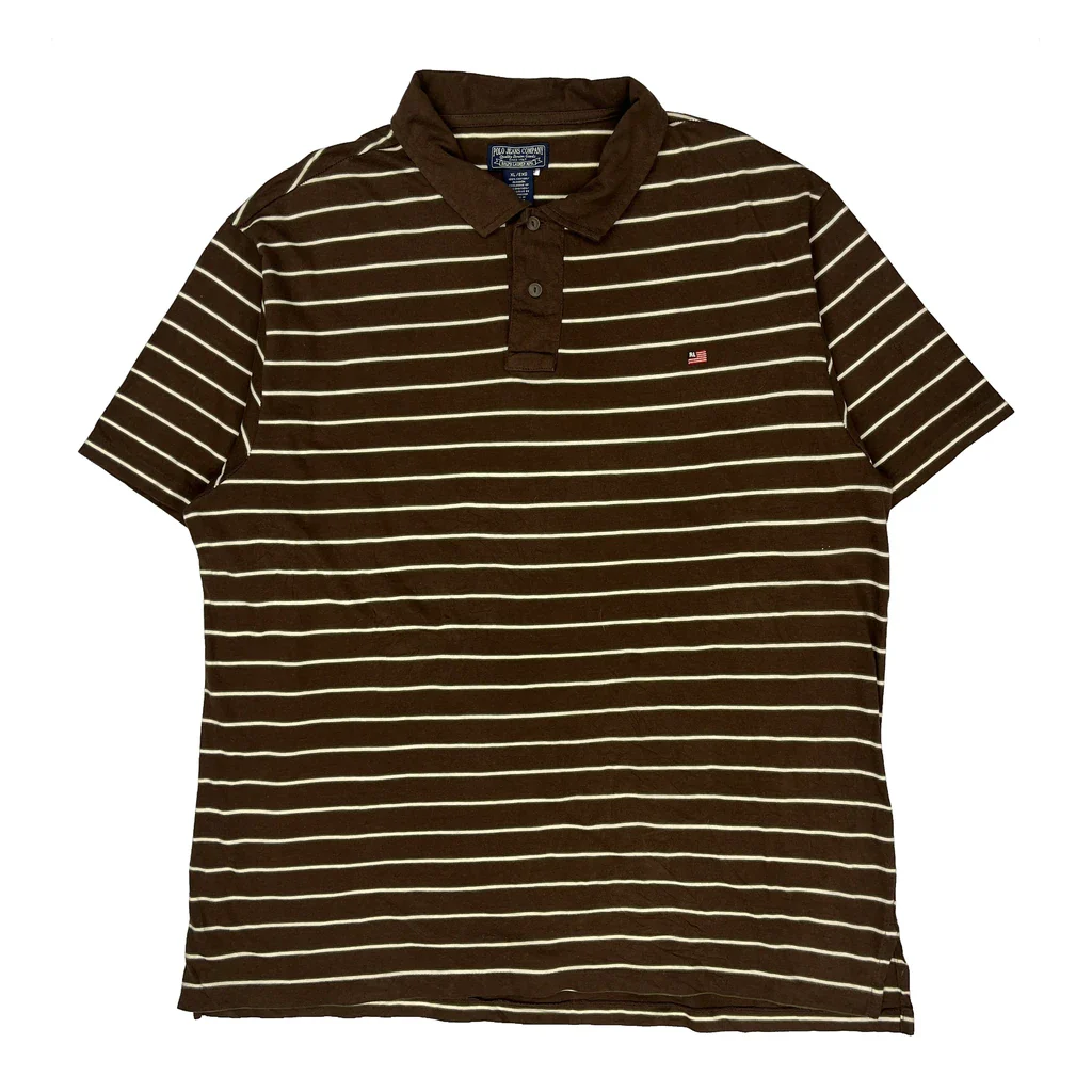 Polo By Ralph Lauren Striped Polo Shirt - XL Brown Cotton