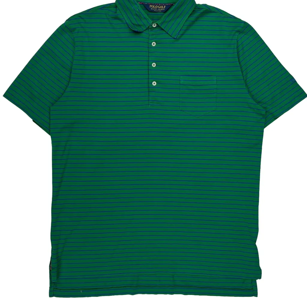 Polo By Ralph Lauren Striped Polo Shirt - Large Green Cotton - Image 4