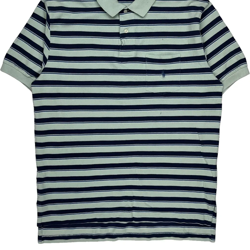 Polo By Ralph Lauren Striped Polo Shirt - Large Green Cotton - Image 4