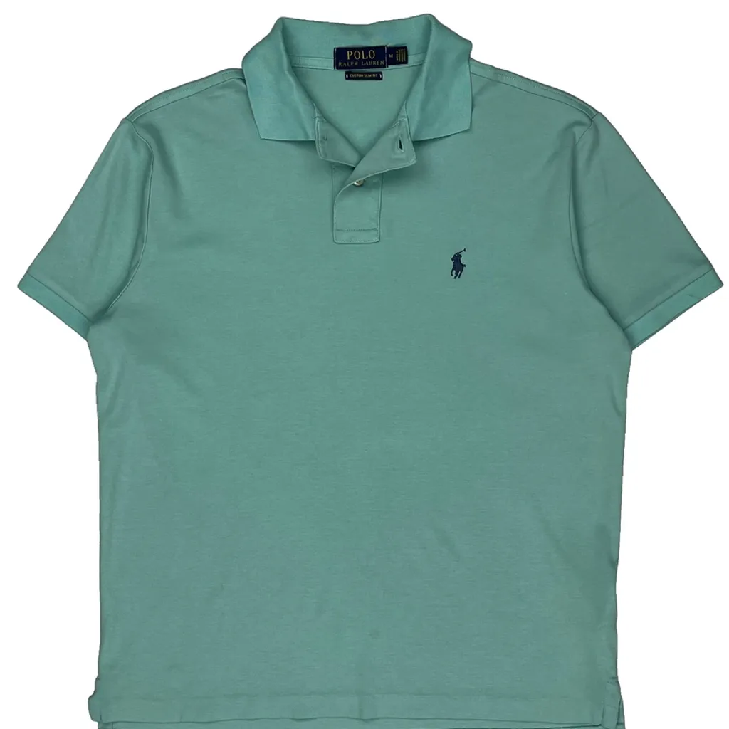 Polo By Ralph Lauren Slim Fit Polo Shirt - Medium Green Cotton - Image 4