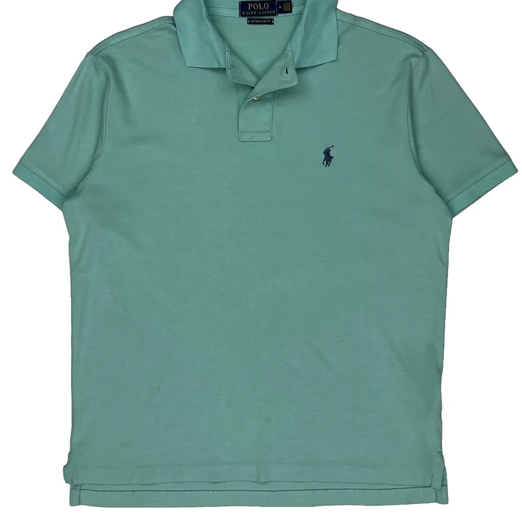 Polo By Ralph Lauren Slim Fit Polo Shirt - Medium Green Cotton - Image 5
