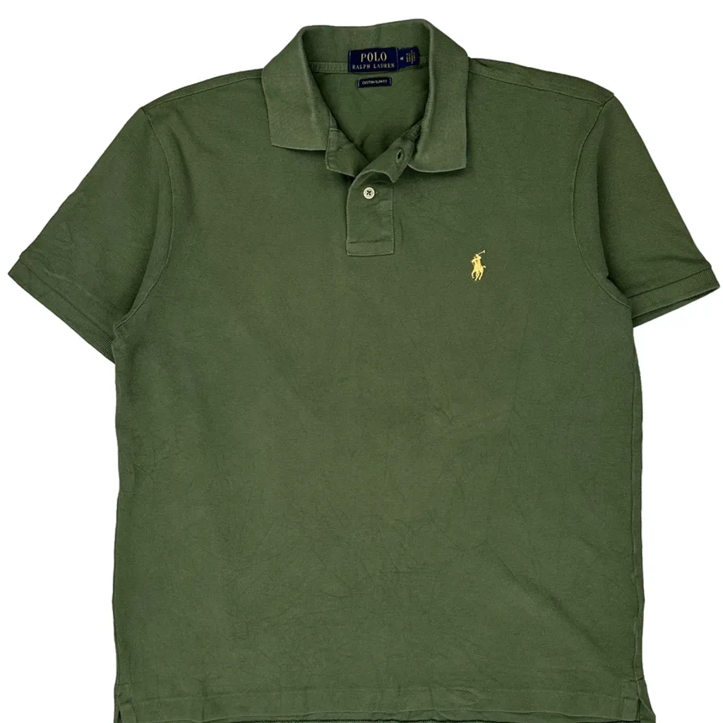 Polo By Ralph Lauren Slim Fit Polo Shirt - Medium Green Cotton - Image 4