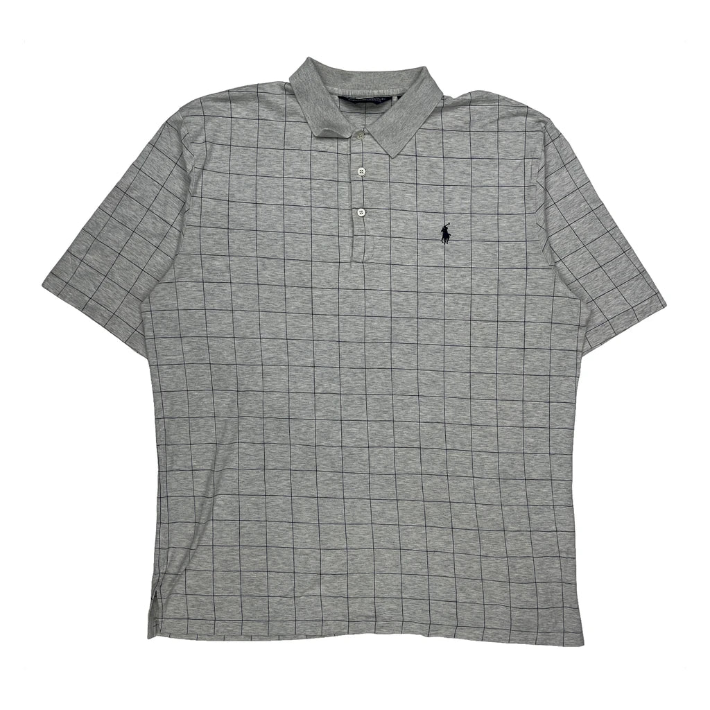 Polo By Ralph Lauren Checked Polo Shirt - Large Grey Cotton