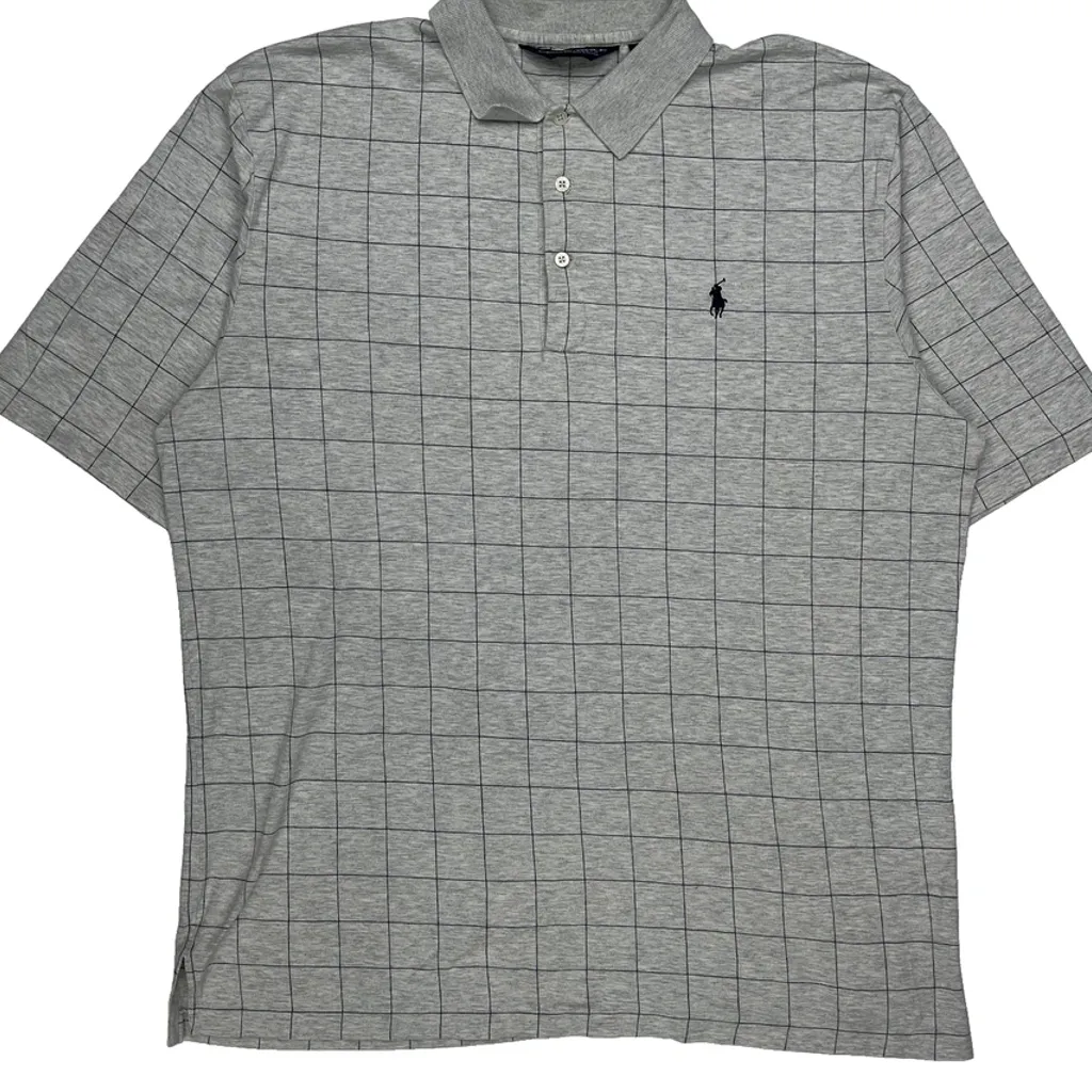 Polo By Ralph Lauren Checked Polo Shirt - Large Grey Cotton - Image 4