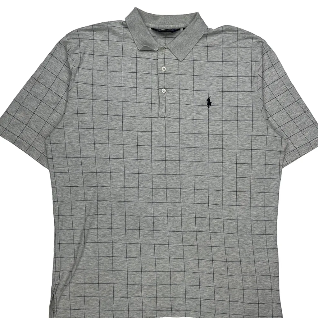 Polo By Ralph Lauren Checked Polo Shirt - Large Grey Cotton - Image 5