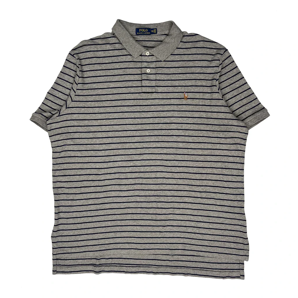 Polo By Ralph Lauren Striped Polo Shirt - 2XL Grey Cotton