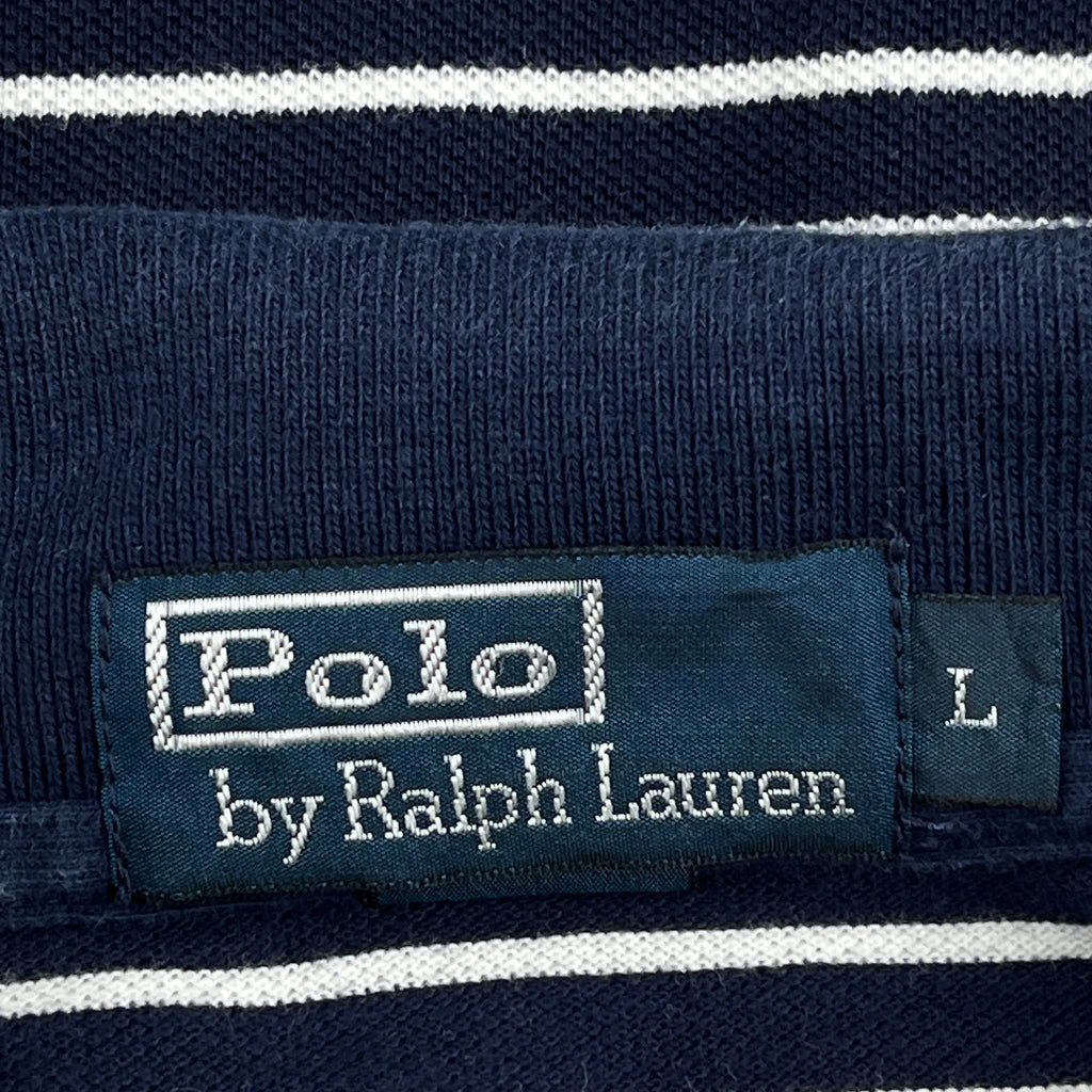 Polo By Ralph Lauren Striped Polo Shirt - Large Navy Cotton - Image 3