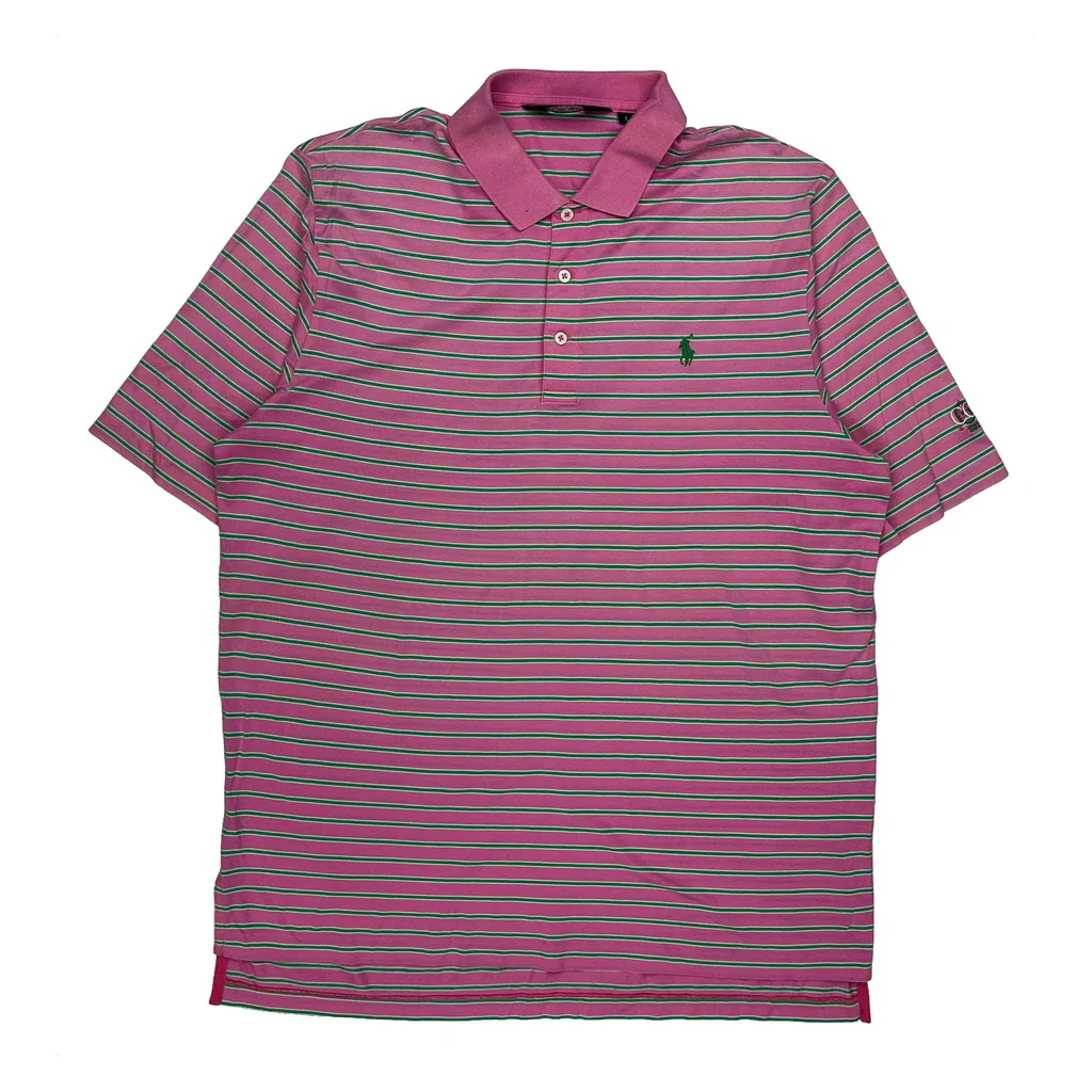 Polo By Ralph Lauren Striped Polo Shirt - Large Pink Cotton
