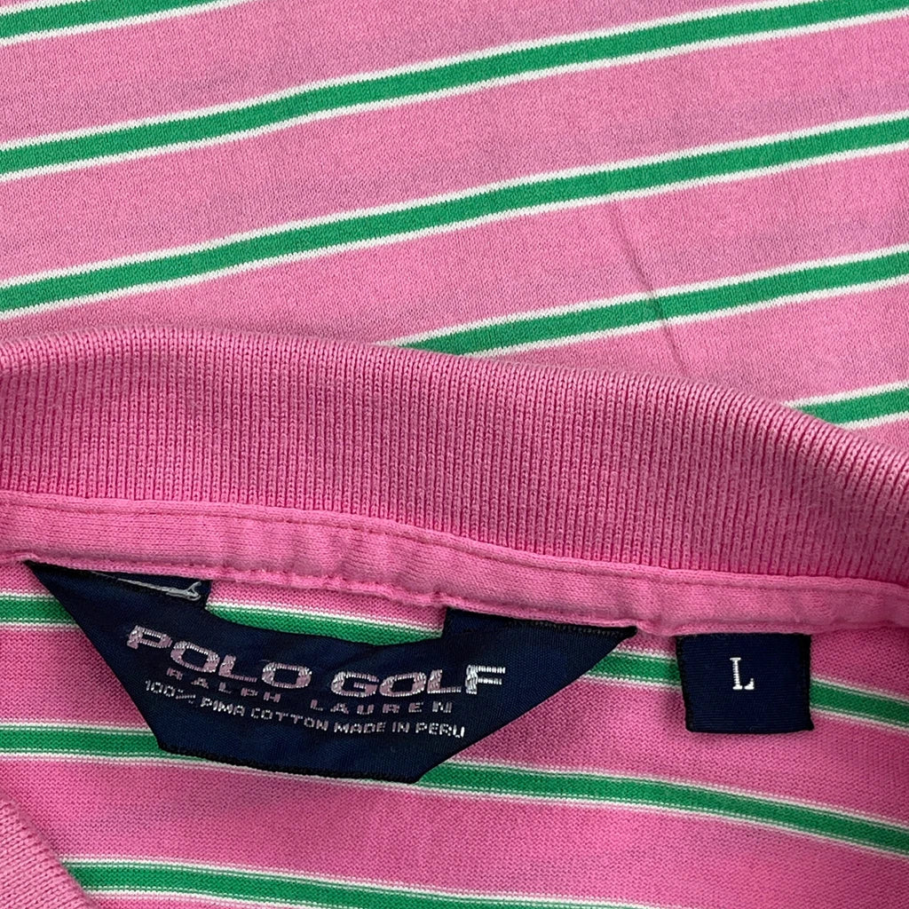 Polo By Ralph Lauren Striped Polo Shirt - Large Pink Cotton - Image 3