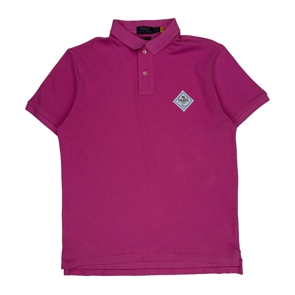 Polo By Ralph Lauren Slim Fit Polo Shirt - Large Pink Cotton