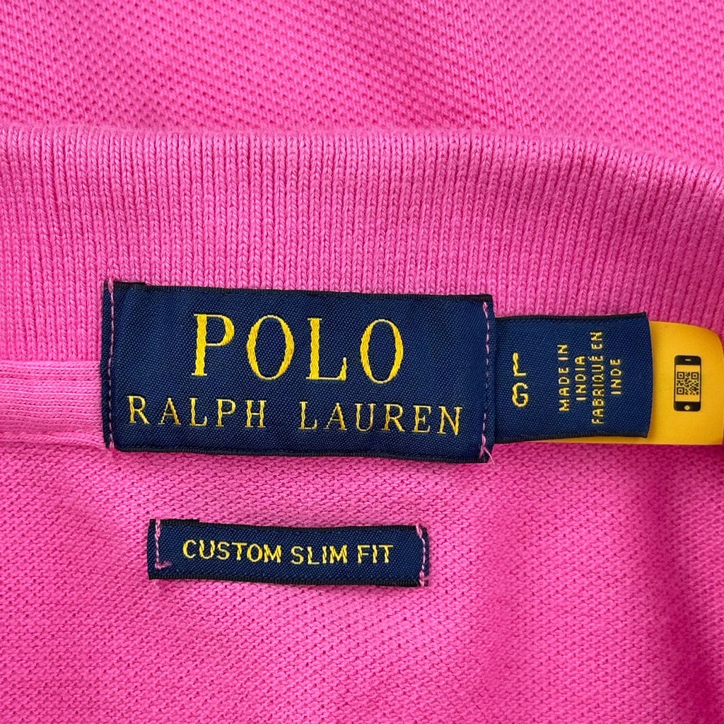 Polo By Ralph Lauren Slim Fit Polo Shirt - Large Pink Cotton - Image 3