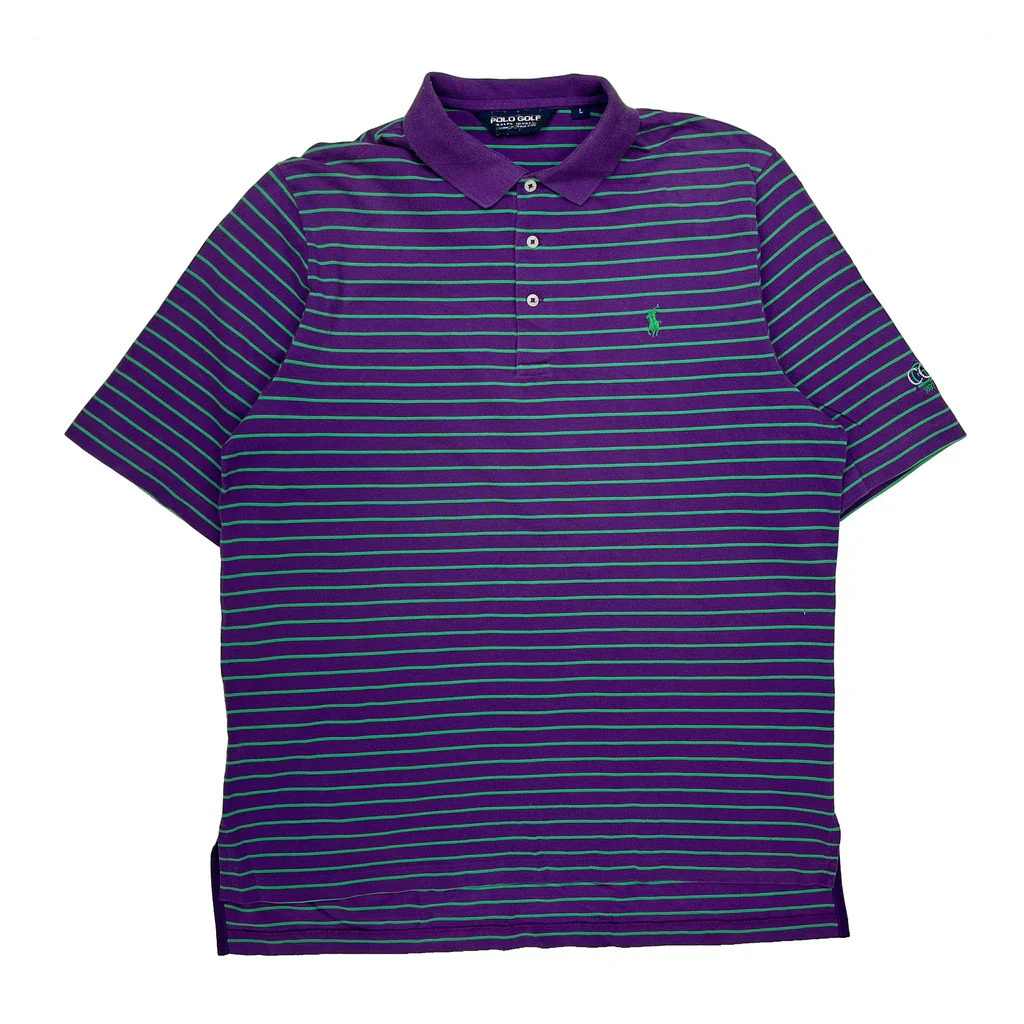 Polo By Ralph Lauren Striped Polo Shirt - Large Purple Cotton