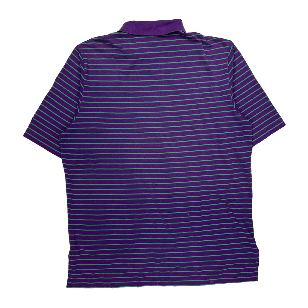 Polo By Ralph Lauren Striped Polo Shirt - Large Purple Cotton - Image 2