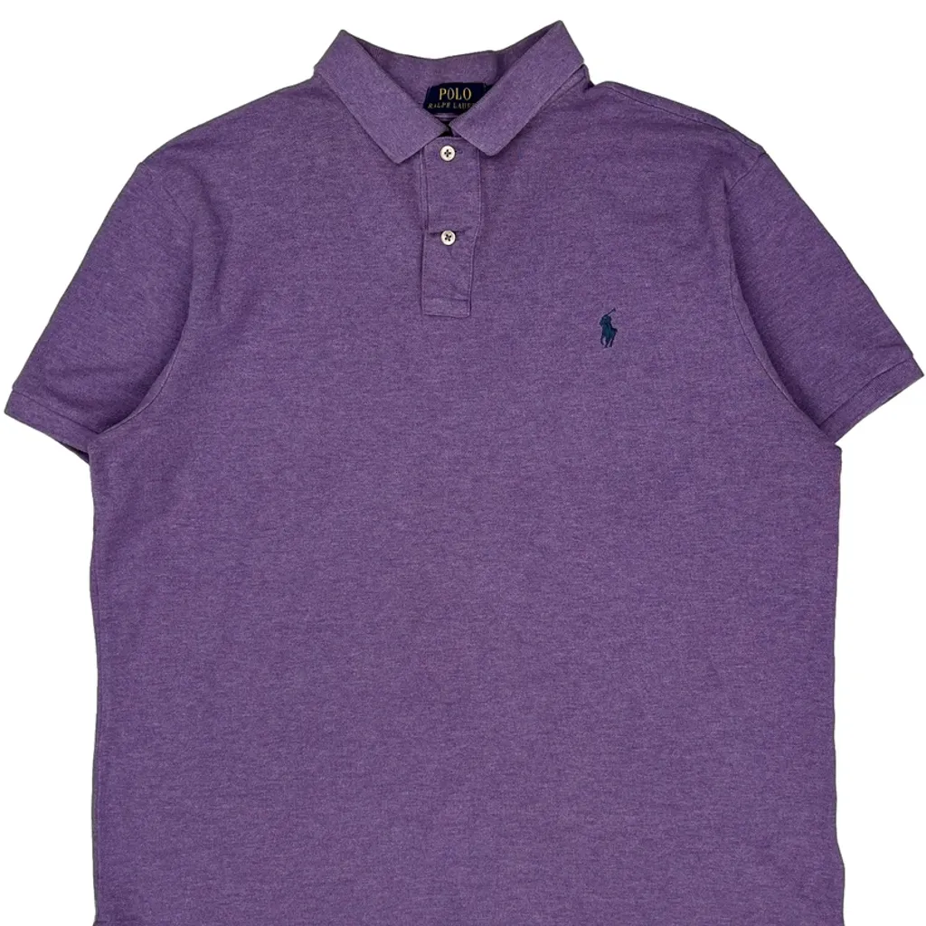 Polo By Ralph Lauren Slim Fit Polo Shirt - XL Purple Cotton - Image 4