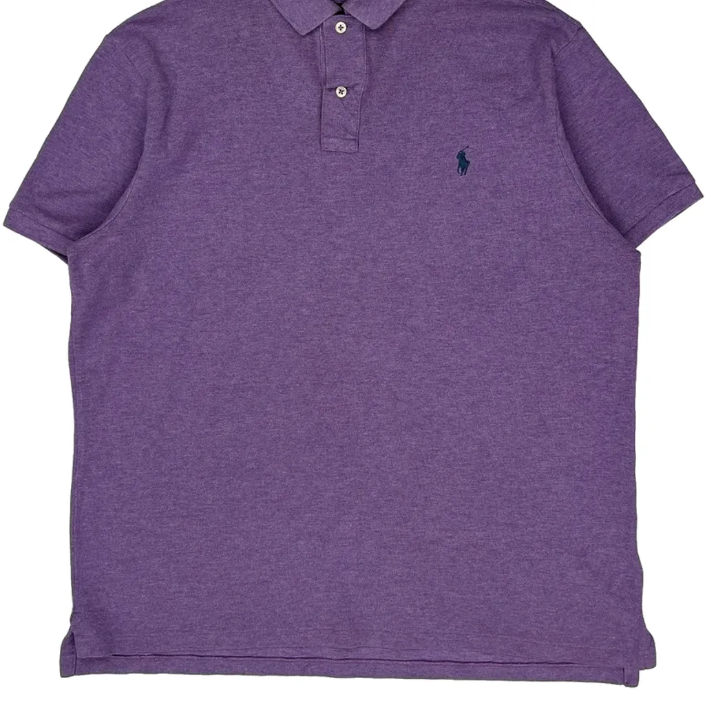 Polo By Ralph Lauren Slim Fit Polo Shirt - XL Purple Cotton - Image 5