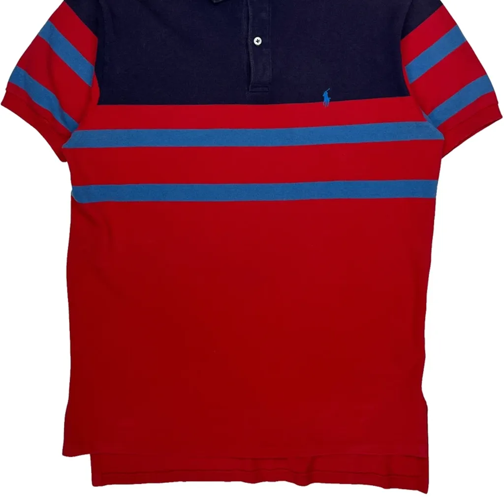Polo By Ralph Lauren Striped Polo Shirt - Medium Red Cotton - Image 4