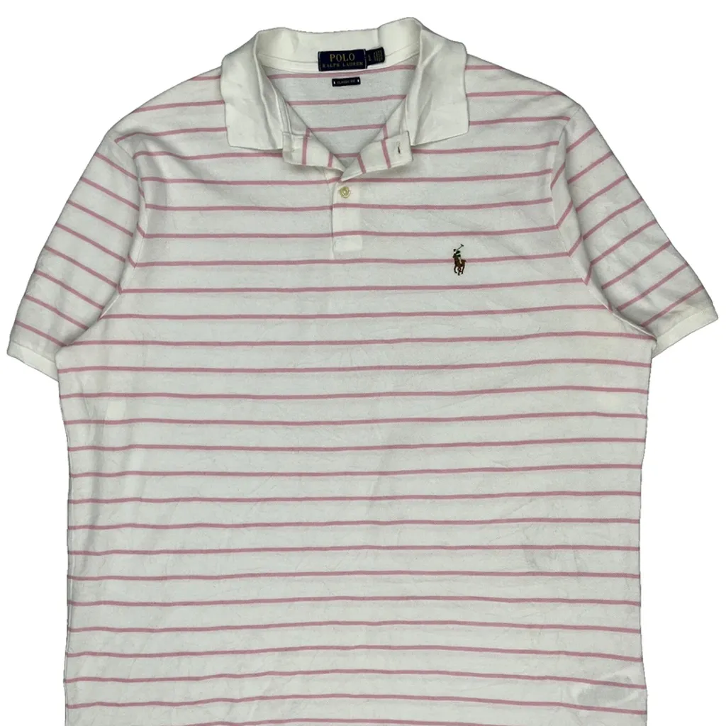 Polo By Ralph Lauren Striped Polo Shirt - Large White Cotton - Image 5