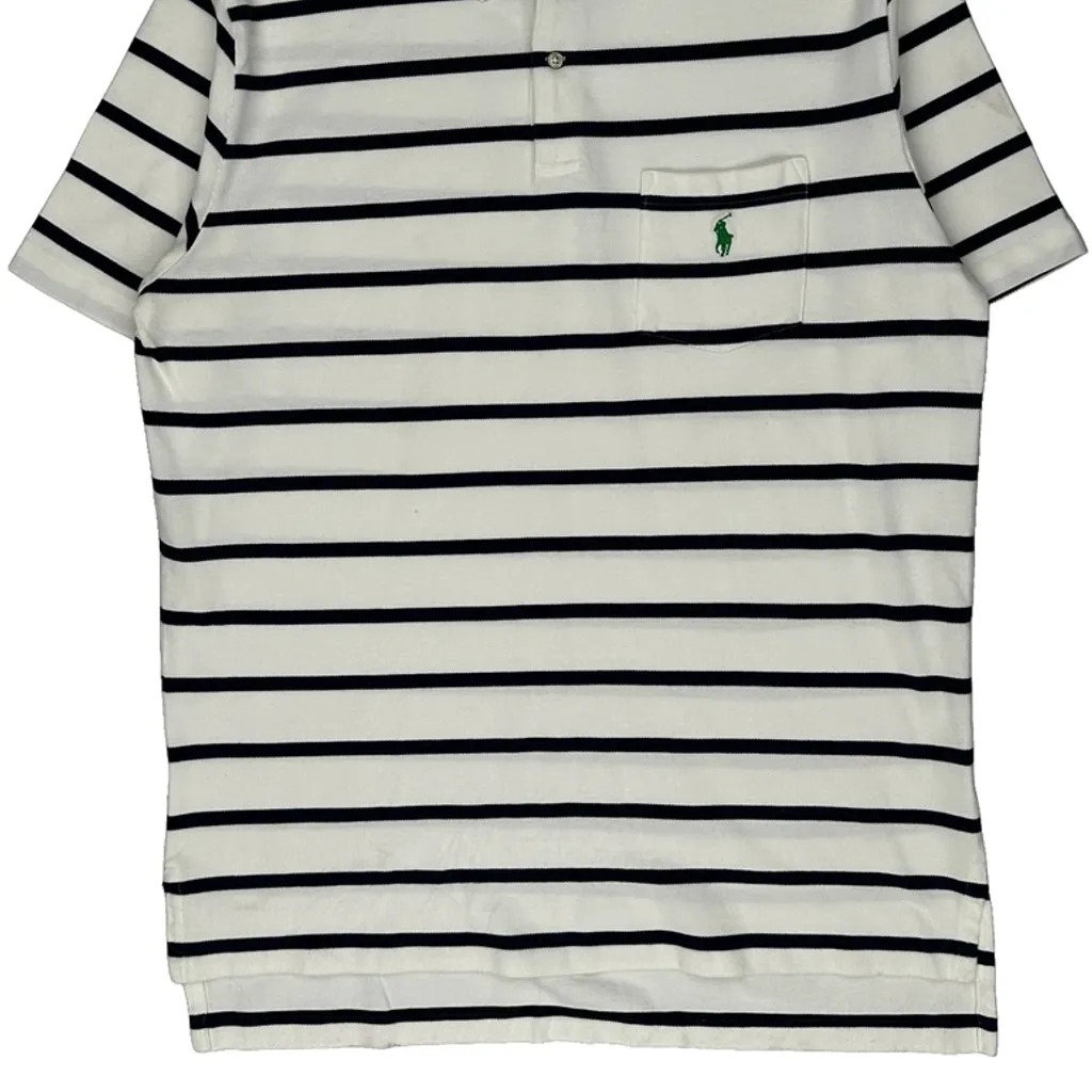 Polo By Ralph Lauren Striped Polo Shirt - Large White Cotton - Image 5