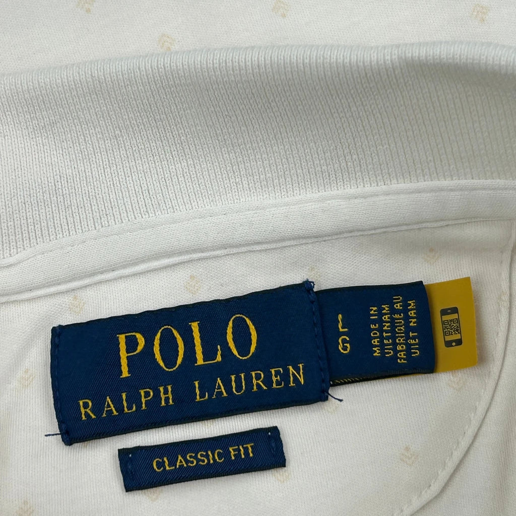 Polo By Ralph Lauren Polka Dot Polo Shirt - Large White Cotton - Image 3