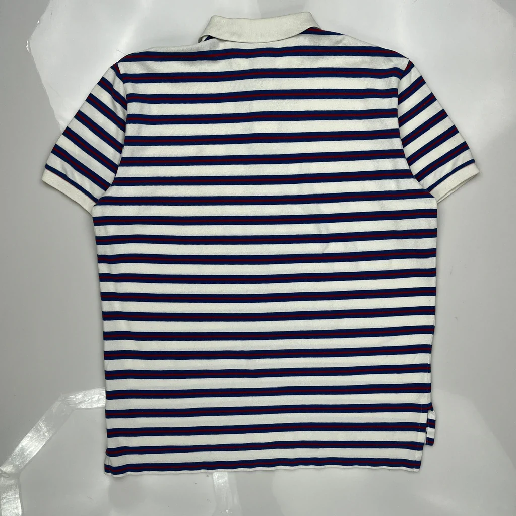 Polo By Ralph Lauren Striped Polo Shirt - XL White Cotton - Image 4