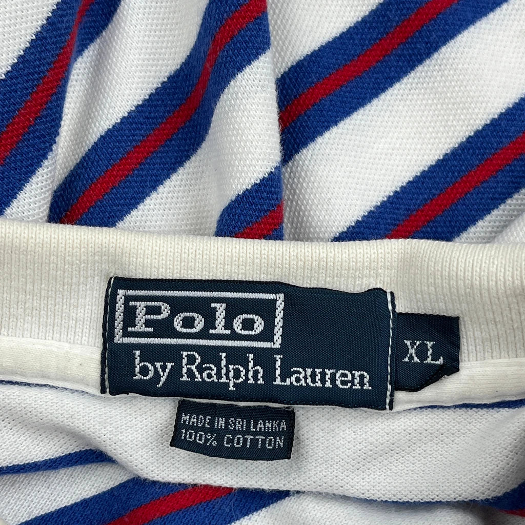 Polo By Ralph Lauren Striped Polo Shirt - XL White Cotton - Image 5
