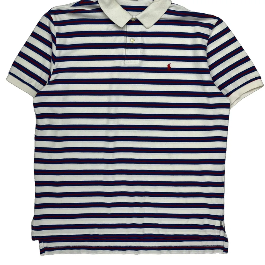 Polo By Ralph Lauren Striped Polo Shirt - XL White Cotton - Image 6