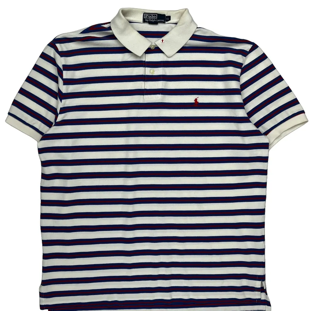 Polo By Ralph Lauren Striped Polo Shirt - XL White Cotton - Image 8